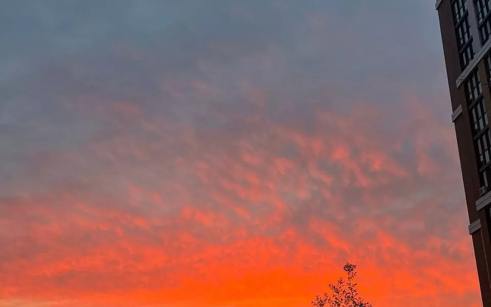 В небе над Барнаулом разлился апельсиновый закат. Фото